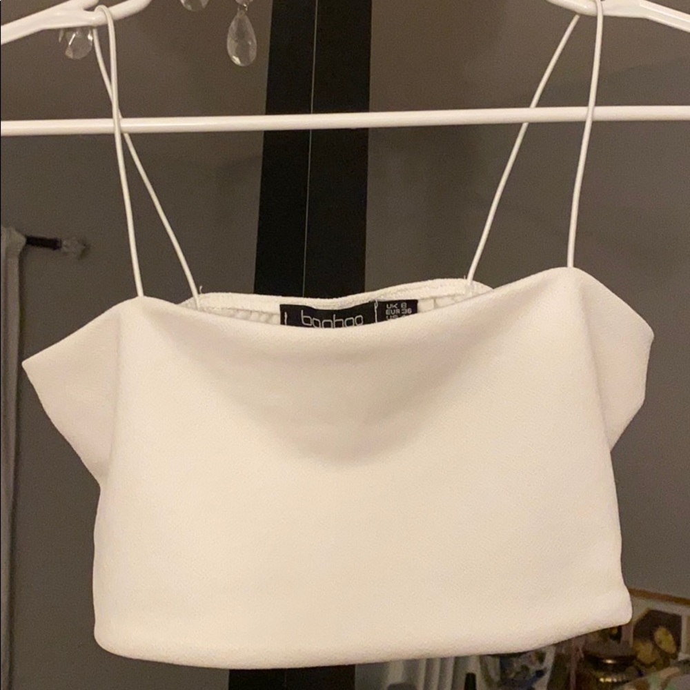 Boohoo white crop top